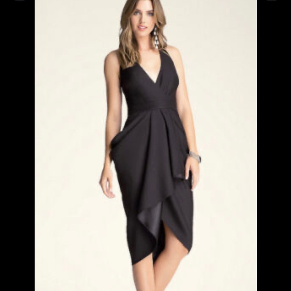 Bebe Size 2 Black Draped Halter Backless Dress NWT $149
